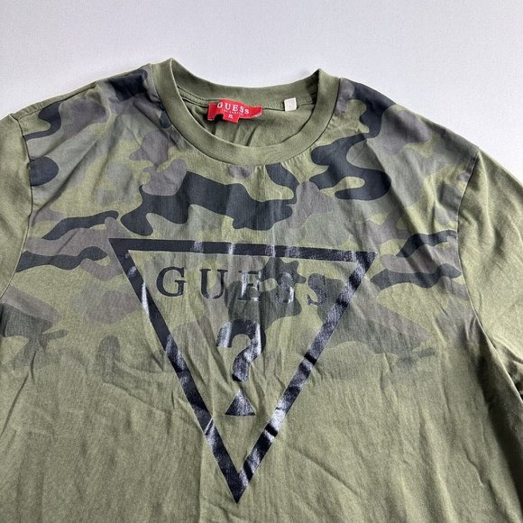 GUESS‎ Los Angeles Men’s Short Sleeve T-Shirt Size XL Green Black Camo Casual - Picture 3 of 8